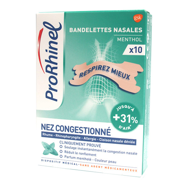 BREATHE RIGHT Bandelettes Nasales Menthol ( Taille moyenne)