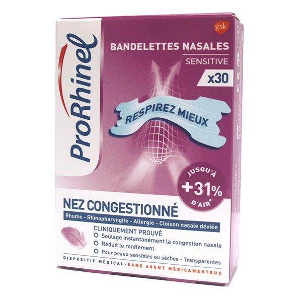 BREATHE RIGHT Bandelettes Nasales Sensitive ( Taille moyenne)